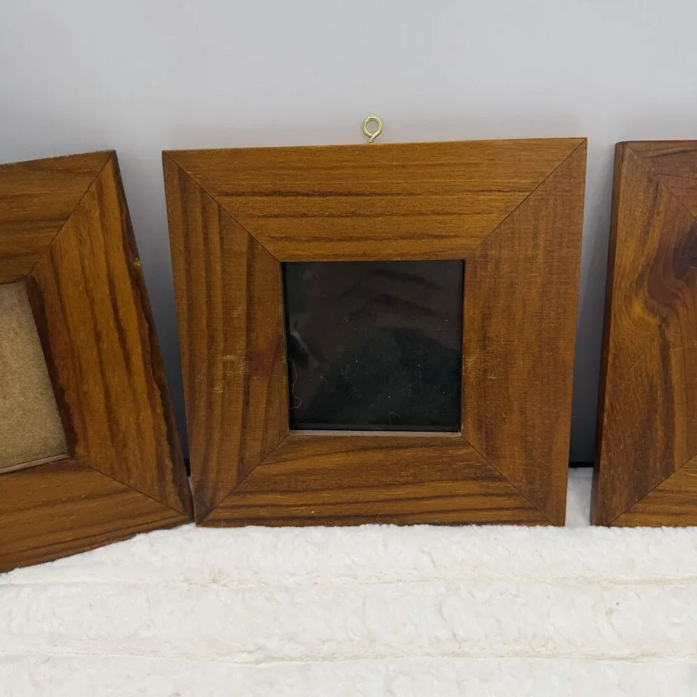 Set of 4 Vintage Mid Century Danish Modern Wood Picture Frames Teak Style Retro